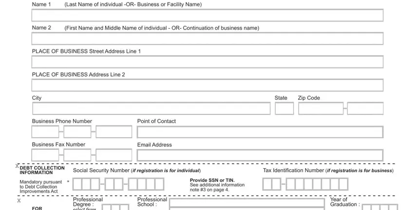 Filling out section 1 in form dea 224 application form form