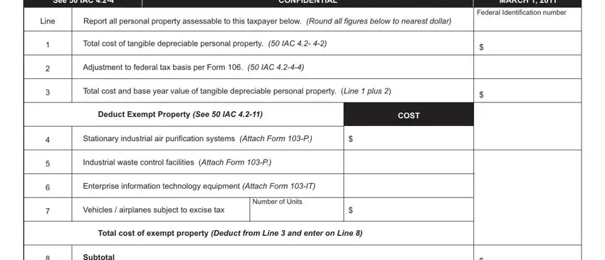 Filling out section 3 of 103-I