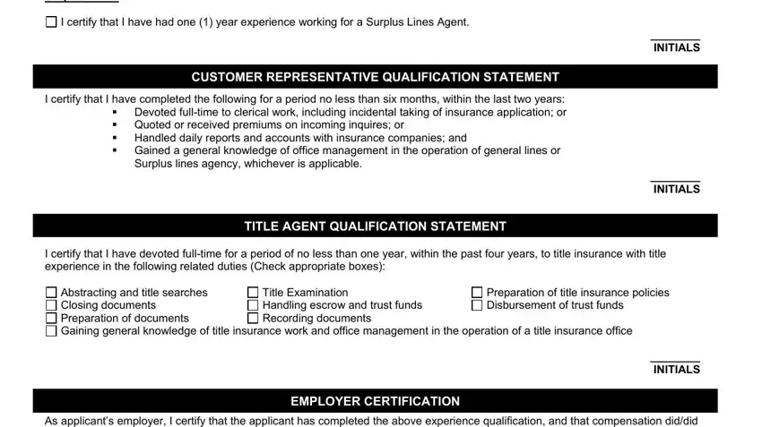 Surplus lines agency whichever is, Preparation of title insurance, and As applicants employer I certify in dfs h2 1124 form