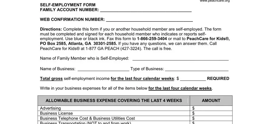 Writing section 1 in peachcare employment form