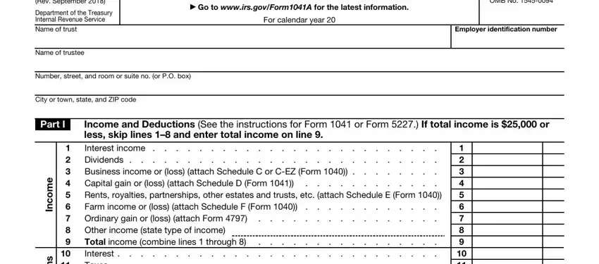 Step # 1 for completing 1041 a trust form