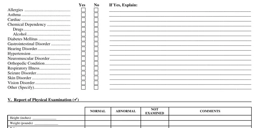 Part no. 4 for filling in pa school physical form
