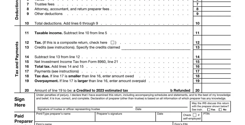 Part number 2 in filling in Form 1041 Qft