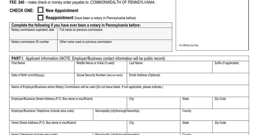 CHECK ONE New Appointment, Date of Birth mmddyyyy, and Suffix if applicable of pa public defender application dauphin county