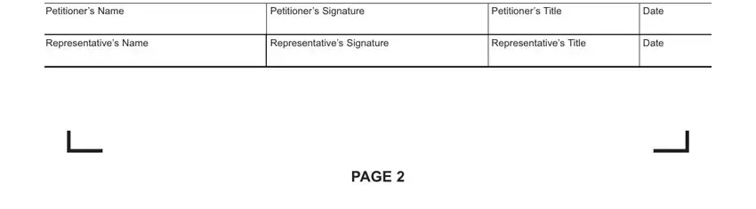 Representatives Signature, Representatives Name, and PAGE in pa rev form