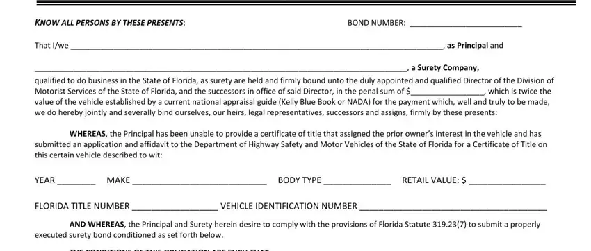 Step # 1 in submitting florida surety form