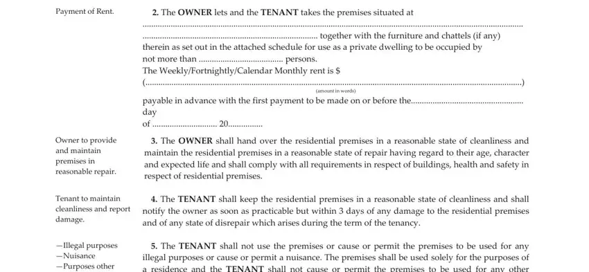 Illegal purposes Nuisance Purposes, Owner to provide and maintain, and The OWNER shall hand over the of periodic tenancy agreement