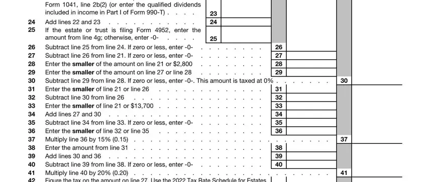 Writing part 4 of Form 1041 Schedule D