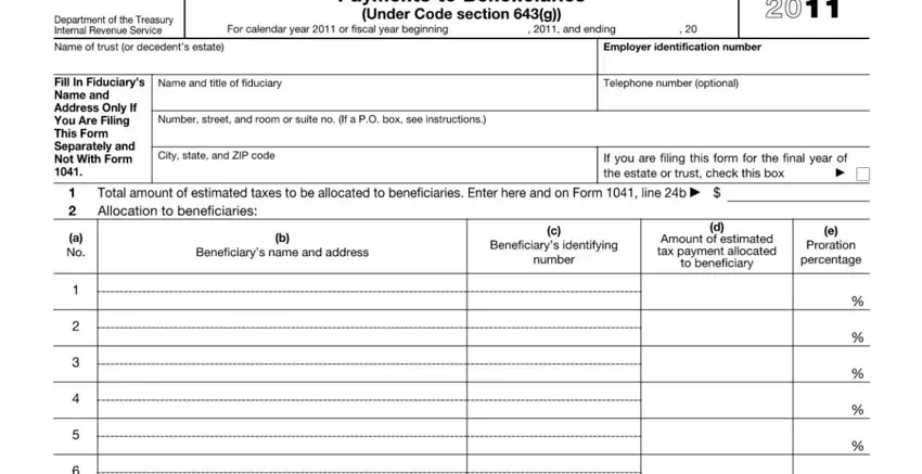 Filling in part 1 in Form 1041 T