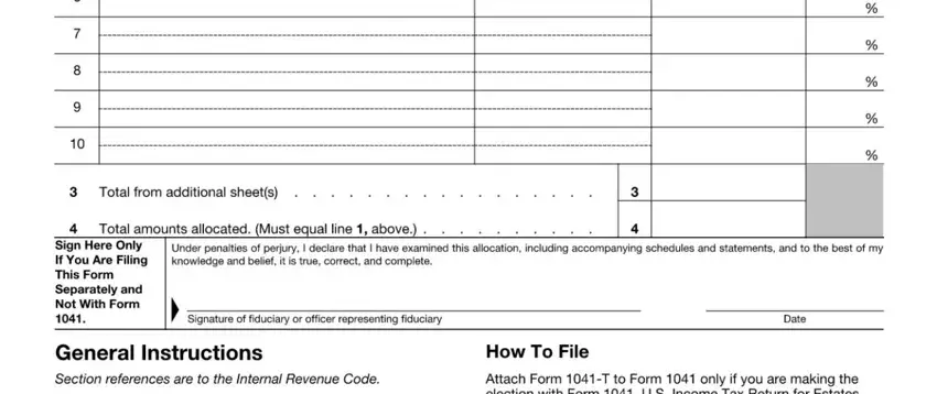 Part no. 2 in filling out Form 1041 T