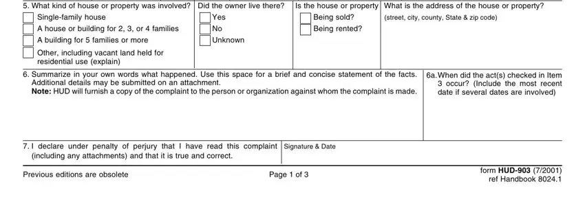 Part number 2 in submitting hud declaration complaint