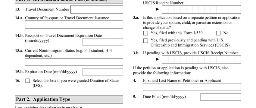 Yes filed previously and pending, If the petition or application is, and First and Last Name of Petitioner of 539 uscis online