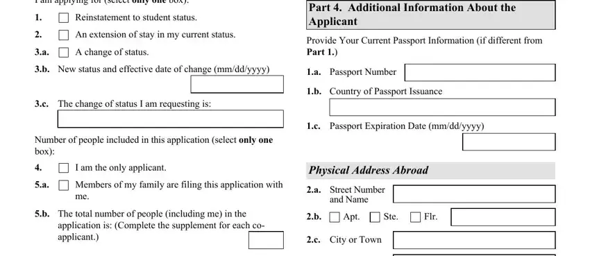 Filling in section 4 of 539 uscis online