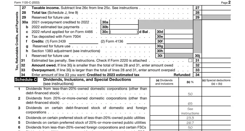Ways to fill in Form 1120 C part 3