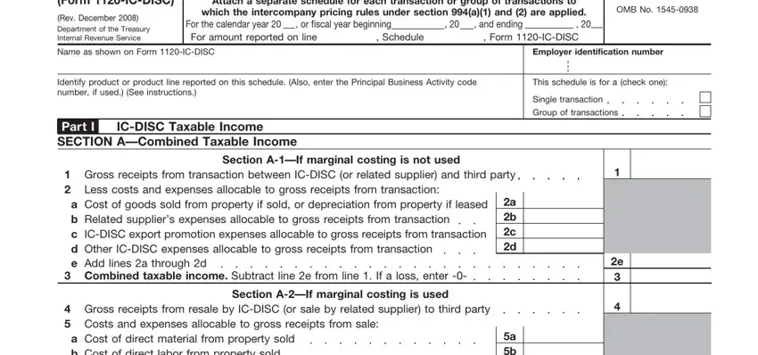 Filling in part 1 of Form 1120 Ic Disc