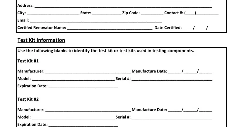 Part number 2 in completing test form documentation sample