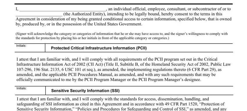 Step number 1 of filling in dhs non disclosure form 11000 6