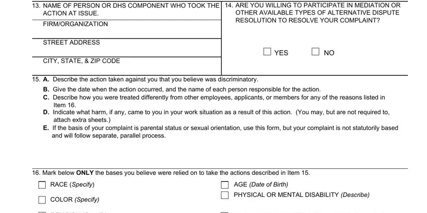 Filling in part 4 of dhs form 3090