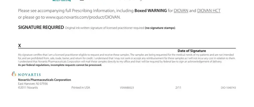 Diovan Sample Request Form completion process described (part 1)