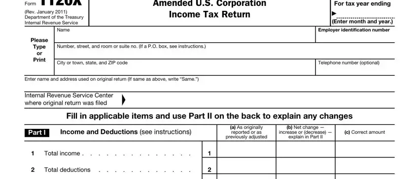 How to prepare Form 1120X step 1