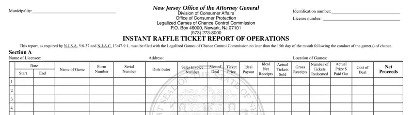 Writing segment 1 in state of new jersey raffle license