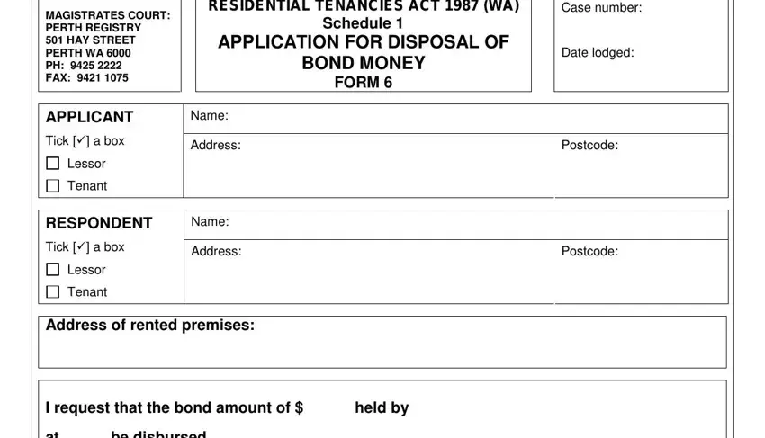 Writing segment 1 in application for disposal of bond money
