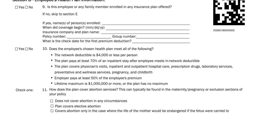 The way to fill in 116m employer health insurance information part 4