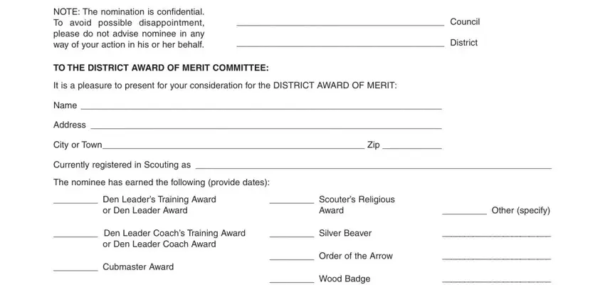 district award of merit certificate template completion process detailed (portion 1)