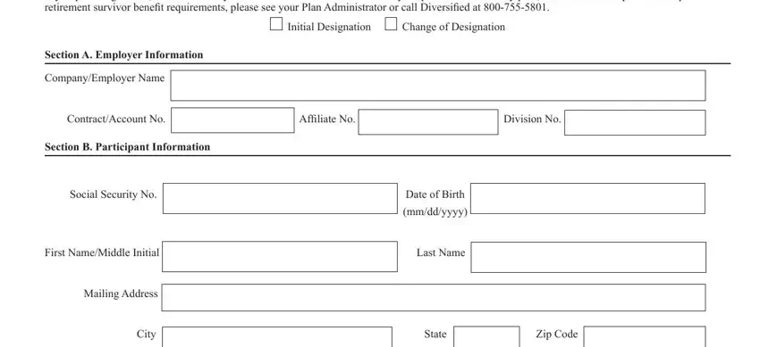 Stage no. 1 for filling out Diversified Form 2232