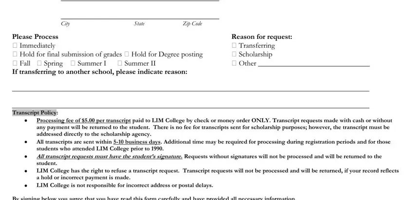 Reason for request  Transferring, LIM College has the right to, and student in 5th