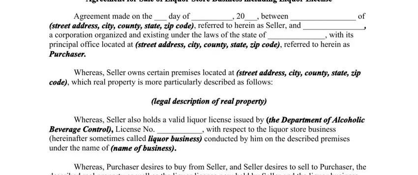 Stage # 1 in filling out of liquor store license
