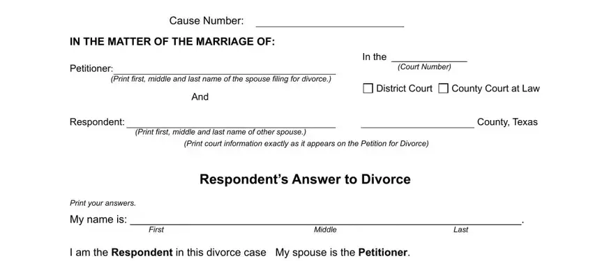 answer texas divorce form completion process detailed (part 1)