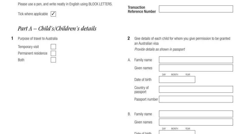 Stage number 2 for filling in australian immigration form 1229