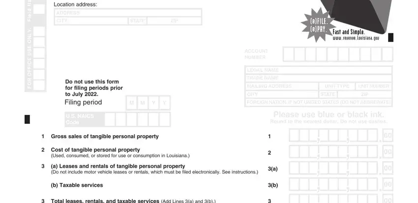 Step # 1 for completing louisiana sales tax form pdf