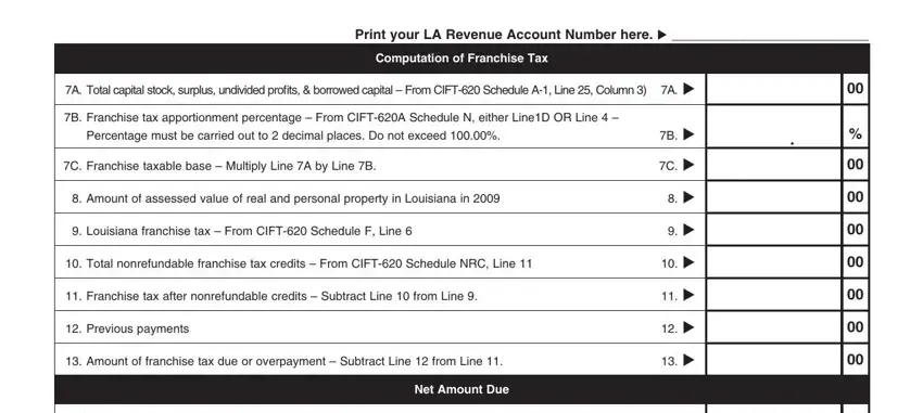 Filling in part 4 of Louisiana Form Cift 620