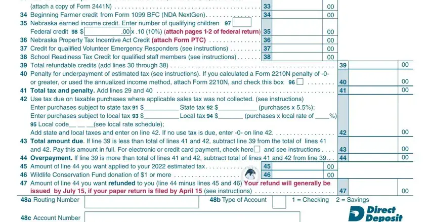 Completing segment 5 in nebraska tax forms 2020