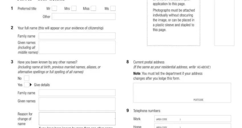 australian citizenship application form writing process shown (stage 1)