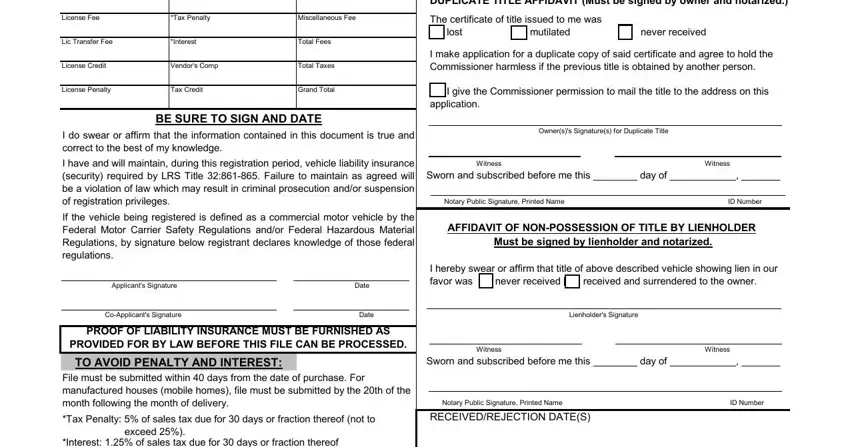 Filling out section 2 in dpsmv 1799 form