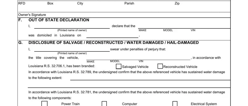 Filling in section 4 of dpsmv 1799 form