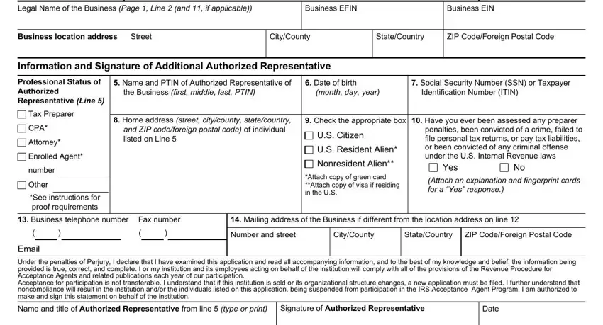 Step no. 4 for filling in irs form agent