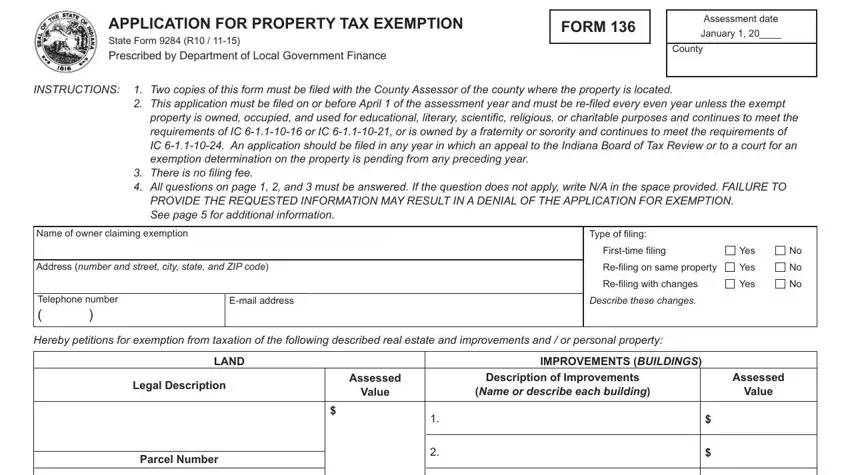 form application property exemption conclusion process described (step 1)