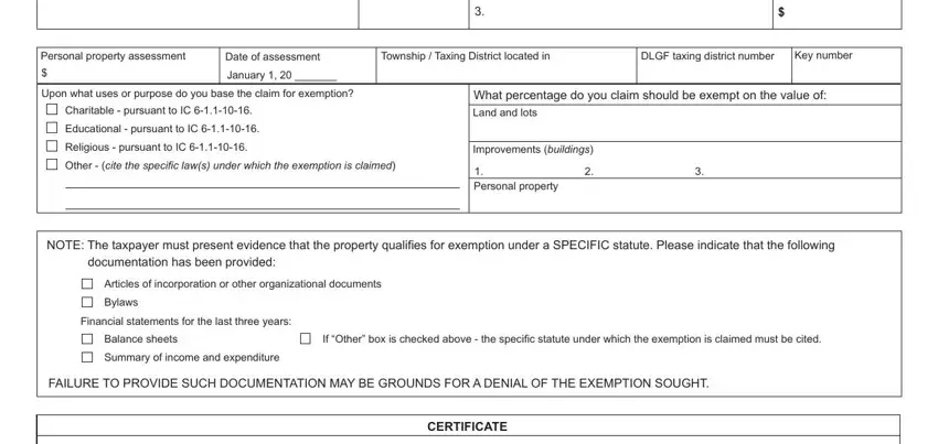 Step # 2 of completing form application property exemption