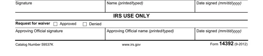 Step # 3 for filling in Form 14392