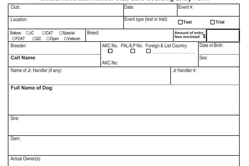 Writing part 1 in akc lure coursing entry forms