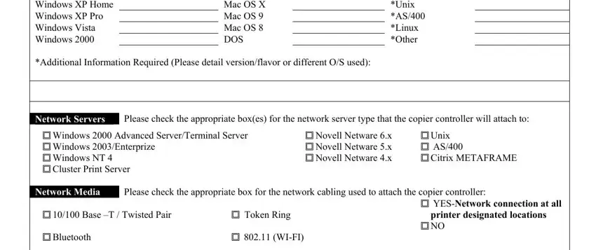 Please check the appropriate box, Base T  Twisted Pair, and Please check the appropriate boxes in site survey template form