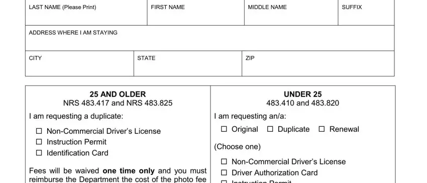 Completing section 1 of can i get a nevada id online