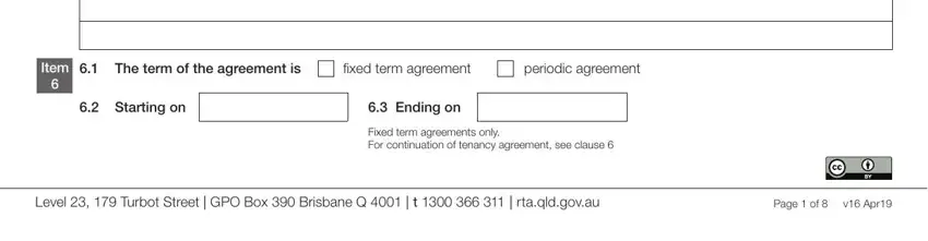 Stage # 3 of completing general tenancy agreement form 18a qld