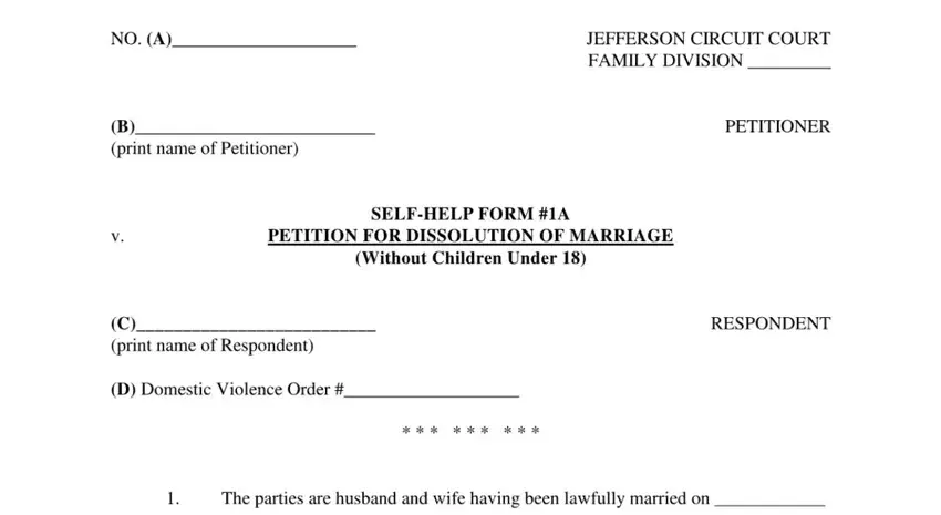 Completing part 1 of petition for dissolution of marriage kentucky