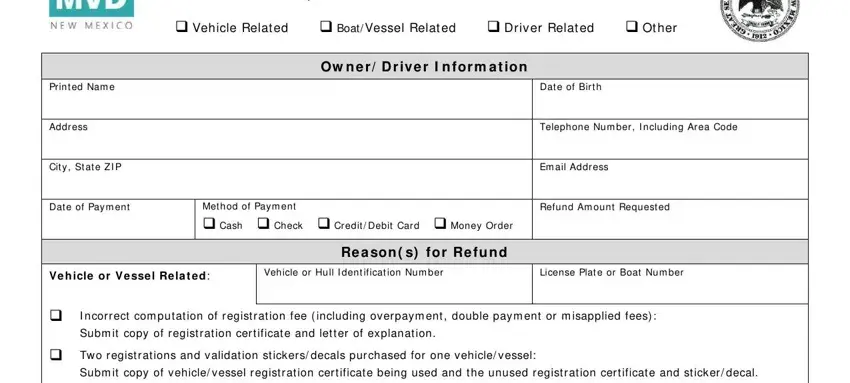 Writing section 1 of new mexico refund vessel
