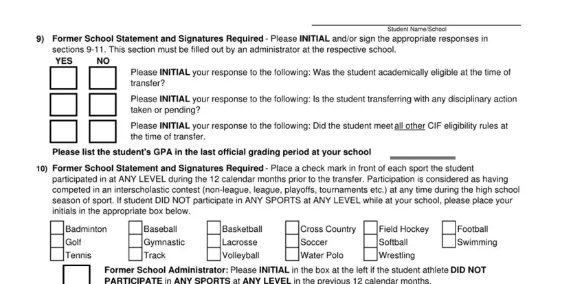 Writing section 4 of cif transfer eligibility form